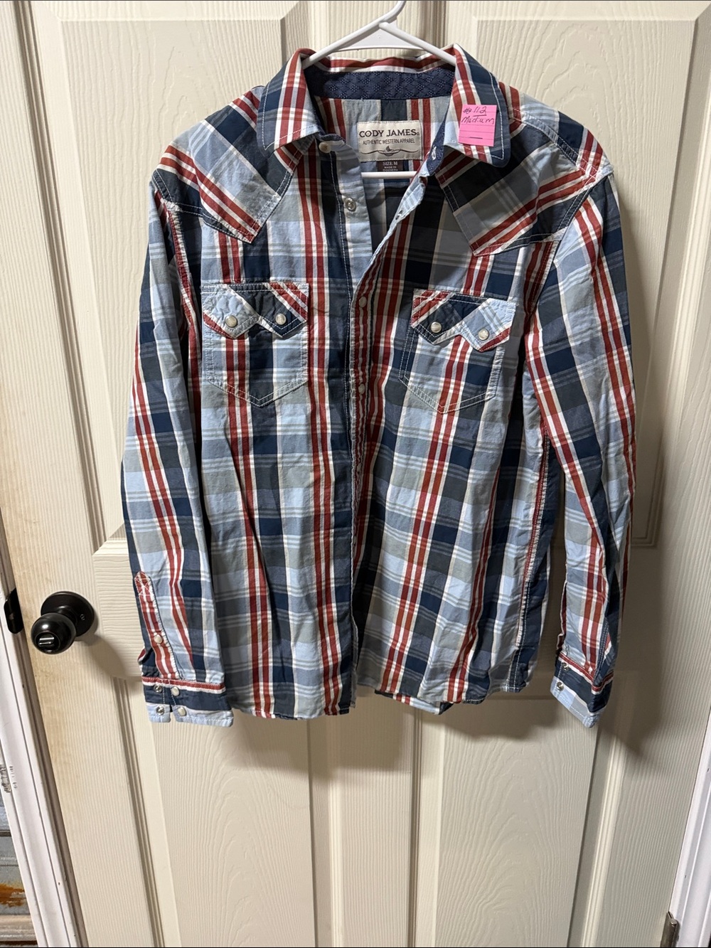 Cody James Men's Red & Blue Plaid Button-Down Shirt
